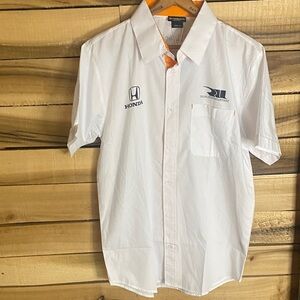 NWT Rahal Letterman Lanigan Racing White button up short sleeve Shirt Honda Indy